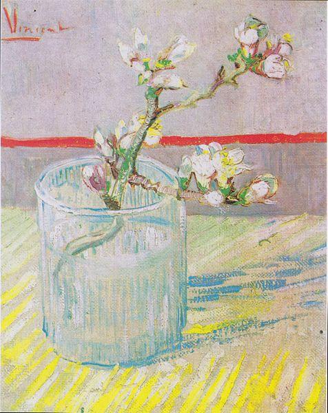 Flowering almond tree branch in a glass, Vincent Van Gogh